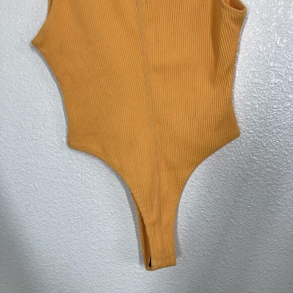 Honor The Gift Bodysuit Womens Small Orange Sleeveless Ribbed Turtleneck Logo - Picture 11 of 16